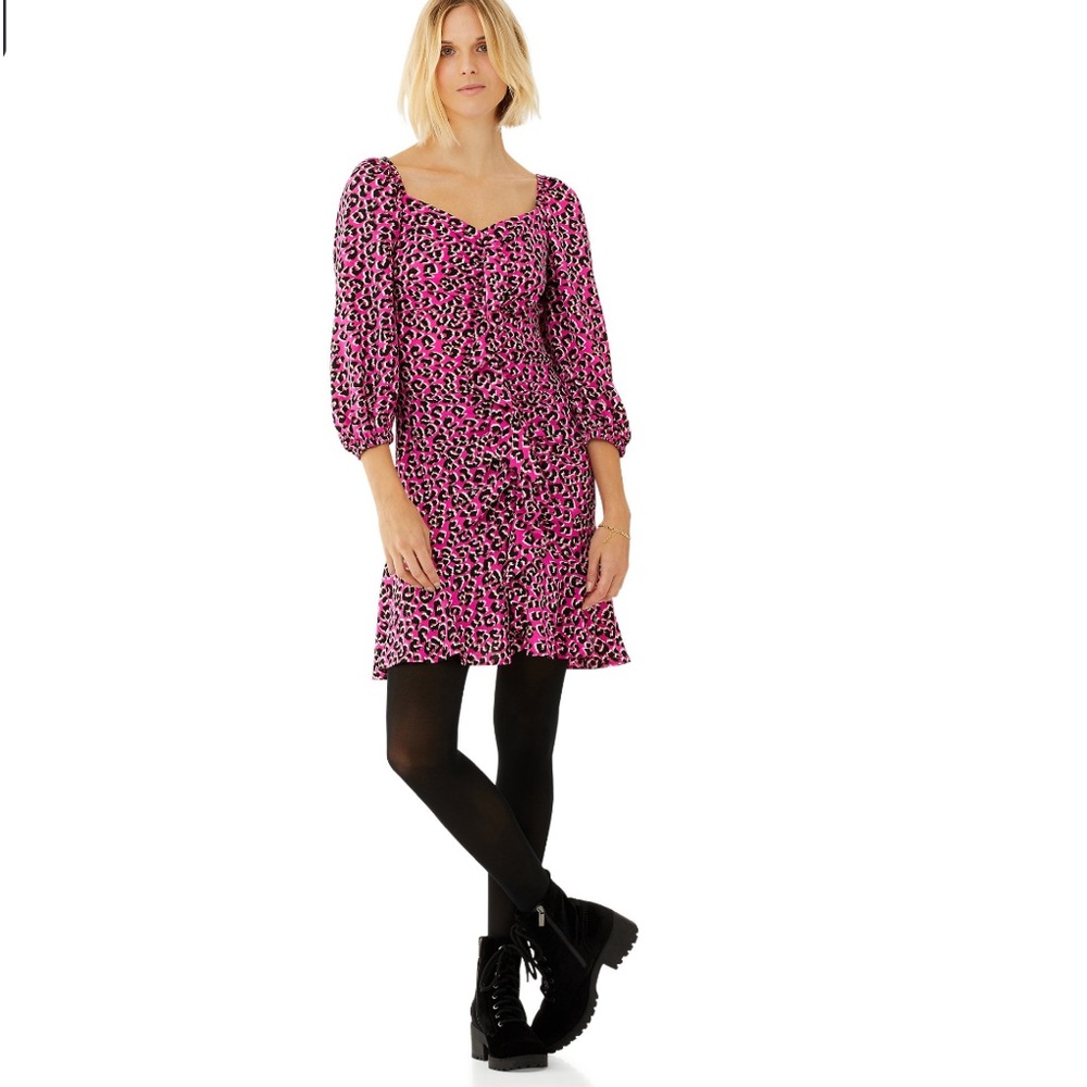Scoop Women's Leopard Print Fit and Flare
Dress with Ruffle Hem